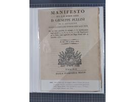 SARDINIEN: 1772/1960, Ausstellungssammlung “Die Stempel der Berggemeinschaft Bassa Dora Baltea” mit über 100 Briefen und Doku