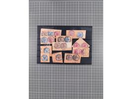 1896/99, Vor- und Mitläufer diverse Gebiete auf 30 Postanweisungsausschnitten, viele 2M.-Werte