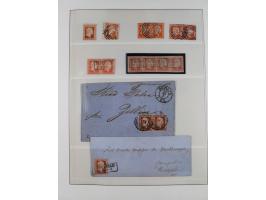 1850/67, ungebrauchte und gestempelte kleine Sammlung mit u.a. Nr. 1 im 4er-Streifen und einigen, teils interessanten Briefen