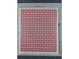 1957, Zirkelbogen 30 Pfg. mit Plattenfehler '2 Schraffuren Linien mit Farbe gefüllt', 49 Stück innerhalb von kompletten Bogen