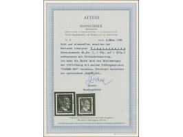 1945, Probedruck Hitler 1 Pfg. mit Probeabstempelung, Attest Zierer BPP (1982)