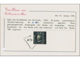 1859, 20 gr. grey-slate, a used example of fine deep colour, good margins all round, lightly cancelled in black, fine. Certif