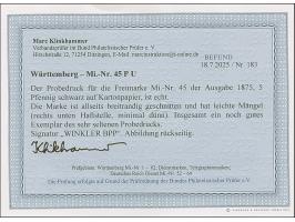 1875, 5 Pfg., Einzelabzug in schwarz auf ungummiertem Kartonpapier, allseits breitrandig, rechts unten kleine Haftstelle und 