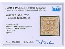 "CASSEL MÖNCHEHOF" roter Postablage-Ra2, sauber auf 1862/64, 3 Sgr.. Kurzbefund Sem BPP