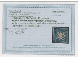 1861,18 Kr. blau, farbfrisch und gut gezähnt, ungebraucht mit nicht originalem Gummi; sonst bis auf minimale Patina einwandfr