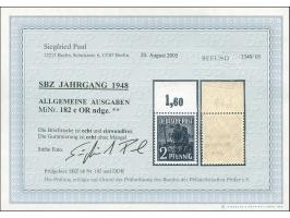 Maschinenaufdruck 2 Pfg. schwarz (schwarz quarzend) postfrisches Oberrandstück. Einwandfrei. Unsigniert, Fotobefund Paul BPP 
