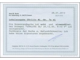 1945, Stadtwappen mit Spargummi 8 Pfg., links ungezähnt, sauber gestempelt. Fotobefund Kunz BPP (2013) (Mi. 450,-)