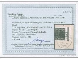 1948, Bandaufdruck auf Arbeiter 2 Pfg., ungezähntes rechtes Randstück, sauber gestempelt auf Briefstück. Einwandfrei. Signier