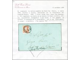 "PONTE ST. PIETRO 4/3" (1859), EKr., klar auf 1858, 5 Soldi, Type I, auf Briefhülle nach Grosio. Ein seltener Stempel. Signie