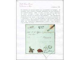 "VALDAGNO 29 SET.", L2 nebengesetzt auf Briefhülle, vorder- und rückseitig frankiert mit Handpapier 15 Centesimi und 30 Cente