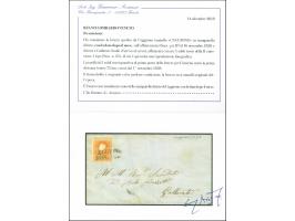 "CUGGIONO NOV…", L2 mit Tageszahl hinter dem Monat, auf 1858, 5 Soldi, Type I, auf Briefhülle nach Gallarate. Signiert Avanzo