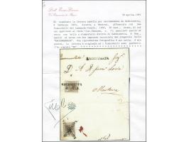 "SABBIONETTA 8 FEB.", L2 sauber auf Handpapier 30 Centesimi auf eingeschriebener Briefhülle nach Mantua, rückseitig frankiert