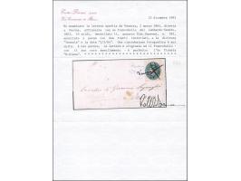"Venezia 2/3/64", handschriftlicher Entwertung mit Federkreuz, auf 1863,10 Soldi, auf kleinem Faltbrief nach Verona, mit rück