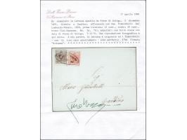 "PIEVE DI SOLIGO 5.12.51", Spitzovalstempel, auf Erstdruck 15 Centesimi und 30 Centesimi, beide breitrandig, auf Briefhülle n