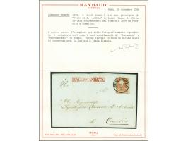"PERAROLO 9/2", EKr., glasklar und gerade auf 1858, 5 Soldi, Type I, unten mit Andreaskreuz-Ansatz, mit nebengesetztem roten 