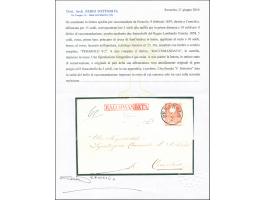 "PERAROLO 9/2", EKr., glasklar und gerade auf 1858, 5 Soldi, Type I, unten mit Andreaskreuz-Ansatz, mit nebengesetztem roten 