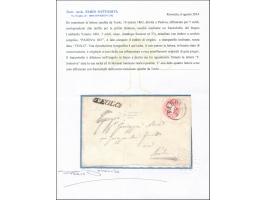 "TEOLO", L1 ohne Datum, sauber nebengesetzt auf Briefhülle, frankiert mit 1861, 5 Soldi, entwertet durch EKr. "PADOVA 10/3", 