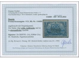 1920, 2 Mark dunkelkobaltblau mit doppeltem Aufdruck, dabei einer schwächer und ca. 5 mm nach unten verschoben, ungebraucht, 