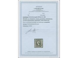 Clervaux, target cancel on 1852, 10 c. black, clear to very large margins. Certificate Böttger BPP (2018)