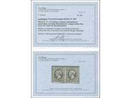 1852, 10 c. black, horizontal pair, ample to large margins, parts of neighbour stamps at base, neatly cancelled by central ta