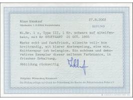 1851, 1 Kr. auf altelfenbein, Type III, allseits voll- bis breitrandig, farbfrisch mit DKr. “STUTTGART 21.OCT.1855”, minimale