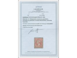 1852, 1 sgr. carmine rose with natural printing crease, good margins, neatly cancelled by target of Grevenmacher, vf, certifi