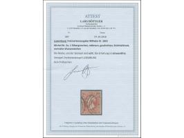 1852, 1 sgr., brownish red (first printing), good margins, neatly cancelled by target of Luxembourg, vf. Certificate Böttger 