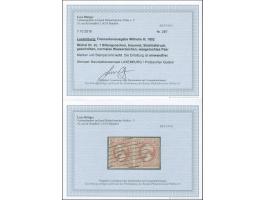1852, 1 sgr., brownish red, horizontal pair with ample to large margins, neatly cancelled by circle of bars of Luxembourg, vf
