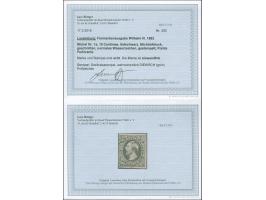 Diekirch, target cancel in green (pointe perforante) on 1852, 10 c. deep black, good margins, vf. Opinion Böttger BPP (2018)