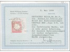 “CREFELD BHF. 1.FEBR.72” (Spalink6-8) klar auf kleiner Schild 1 Gr. karmin auf Briefkuvert mit rückseitig geprägtem Absenderv