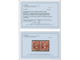 1852, 1 sgr. brown red, horizontal pair with ample to large margins, neattly cancelled by circle of bars, very fine. Opinion 