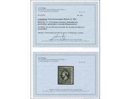 Wiltz, target in green on 1852, 10 c. gray black, vf, Opinion Böttger BPP (2018)