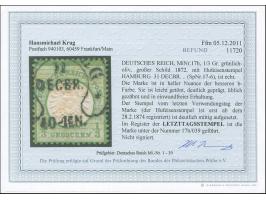 “HAMBURG 11.DEBR.(74)” ohne Jahreszahl (Spalink 17-6) klar auf großer Schild ⅓ Gr. grünlicholiv. Die leicht getönte Marke ist