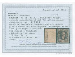 1 Ngr. a. mattgraurot, rückseitig mit teilweisem Abklatsch des ½ Ngr.-Wertes, oben leicht berührt, sauber entwertet durch Vol