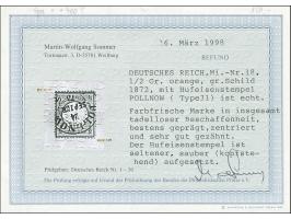 “POLNOW 24.SEPTBR.73” (Spalink 31) klar und kopfstehend auf großer Schild ½ Gr. orange. Die farbfrische Marke ist gut geprägt