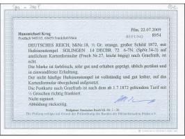 “SOLINGEN 14.DECBR.72" (Spalink 34-3) auf großer Schild ½ Gr. orange auf amtlichem Postkartenformular nach Graefrath mit Anku