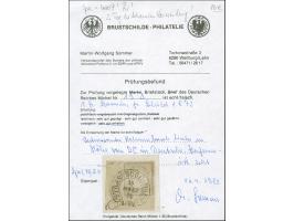 “STRASSBURG i. ELS. BHF. 19.MÄRZ.74” (Spalink 36-2N) klar und kpl. auf großer Schild 1 Gr. karmin auf Briefstück. Die farbfri