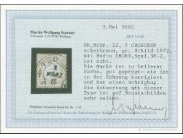 “THORN 2.MÄRZ.75” (Spalink 38-2) recht klar und fast zentrisch auf großer Schild 5 Gr. ockerbraun. Die farbfrische Marke ist 