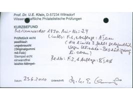 1920, Germania 3 Mark auf 3 Pfg., waagerechtes Paar mit den Aufdrucktypen AIam und BIas, gestempelt “MARIENWERDER (WESTPR.) 1
