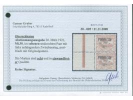 1921, Volksabstimmung 10 Pfg., senkrechtes Paar links mit Zwischensteg, postfrisch, tadellos, selten, unsigniert, Fotobefund 