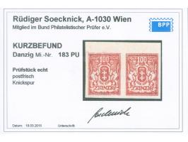 1923, Großes Wappen 100 M. lilarot, waagerechtes Oberrandpaar, ungezähnter Probedruck ohne Aufdruck, postfrisch, rechte Marke