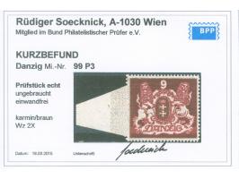 1922, Großes Staatswappen 9 M. karmin/braun, linkes Seitenrandstück, Probedruck mit &nbsp;Wasserzeichen 2Y, sauber ungebrauch