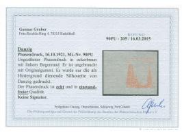1921, Tuberkulose-Woche 30 Pfg., linkes Seitenrandstück, ungezähnter Phasendruck in ockerbraun, nur die Silhouette des Hinteg