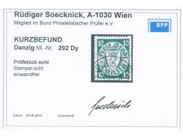 1939, Staatswappen im Oval 10 Pfg. dunkelbläulichgrün, waagerecht geriffelte Gummierung, sauber gestempelt “DANZIG 22.3.39”, 