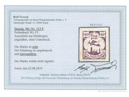 1923, Flugpost 60 Pfg. dunkelviolettpurpur, ungezähnter Probedruck, sauber ungebraucht, tadellos, Fotobefund Tworek BPP (2019
