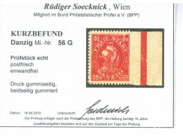 1921, Kogge 40 Pfg. karmin, rechtes Seitenrandstück, Druck auf Gummiseite, Marke beidseitig gummiert, postfrisch, tadellos, u
