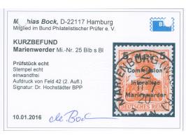 1920, Germania 5 M. auf 7 ½ Pfg. rötlichorange, Aufdruck Type BIbsBI, sauber gestempelt “MARIENBURG (WESTPR.) 2 11 7 20", tad