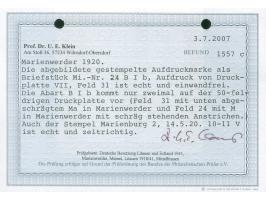 1920, Germania 3 M. auf 3 Pfg. dunkelorangebraun, Aufdruck Type BIb, Aufdruckfeld 31 von Druckplatte VII, sauber gestempelt “