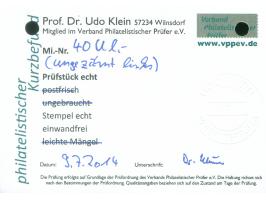 1920, 2. Mailänder Ausgabe 1 M. dunkelgrün/orangebraun, linkes Seitenrandstück, dort ungezähnt, sauber gestempelt “MARIENBURG