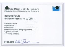 1920, 2. Mailänder Ausgabe 75 Pfg. schwärzlichrötlichbraun, senkrechtes Paar, Mitte ungezähnt, sauber ungebraucht, tadellos, 